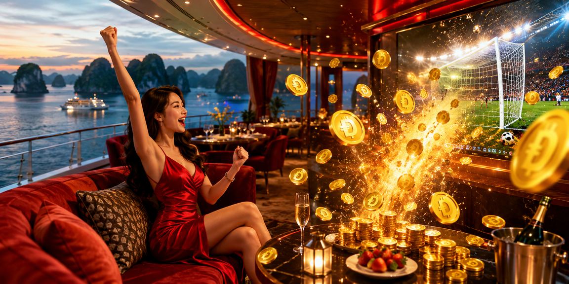 Cảnh vịnh Hạ Long kết hợp trải nghiệm casino trực tuyến hiện đại